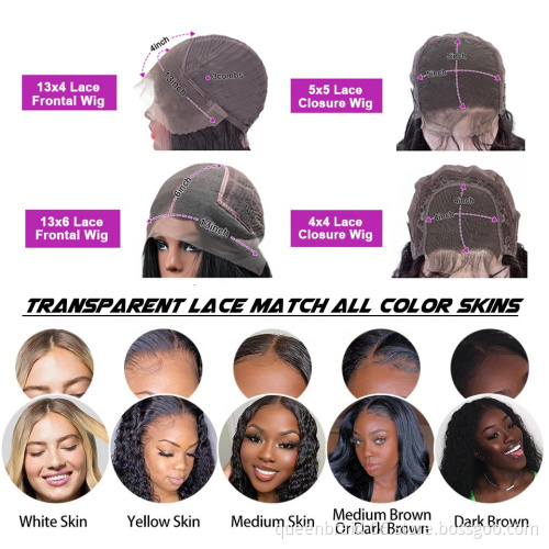 13x6/13x4 Lace Frontal Human Hair Wigs Pre Plucked Glueless Brazilian Straight HD Transparent Lace Closure Wigs with Baby Hair
